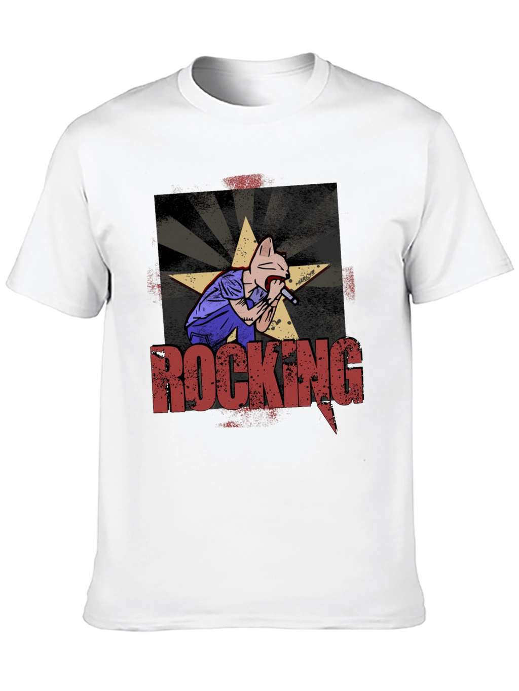 Rocking Cat Graphic Print T-Shirt