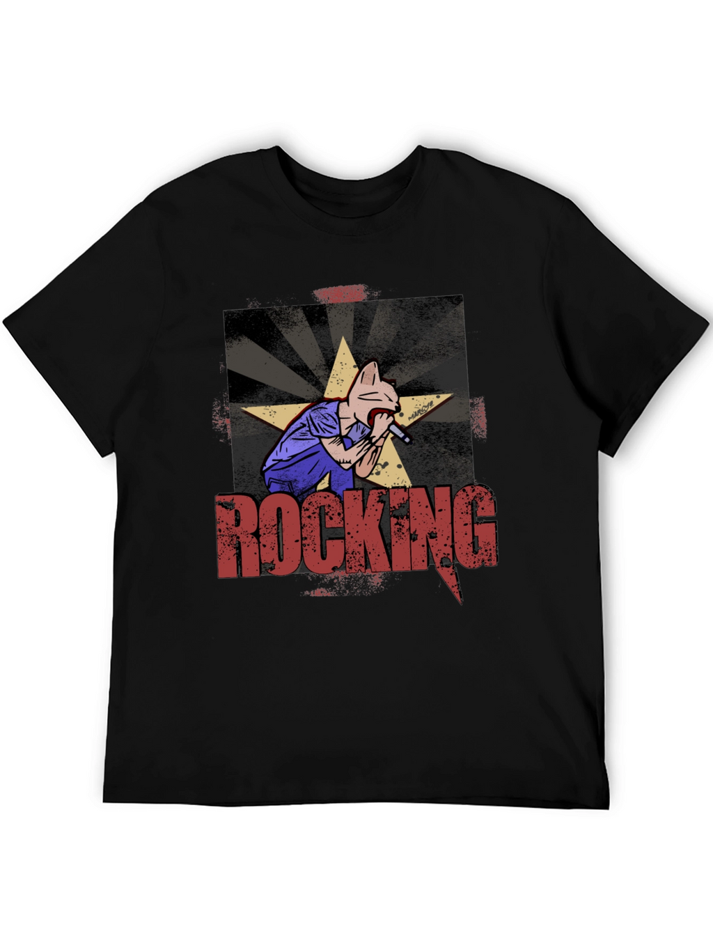 Rocking Cat Graphic Print T-Shirt