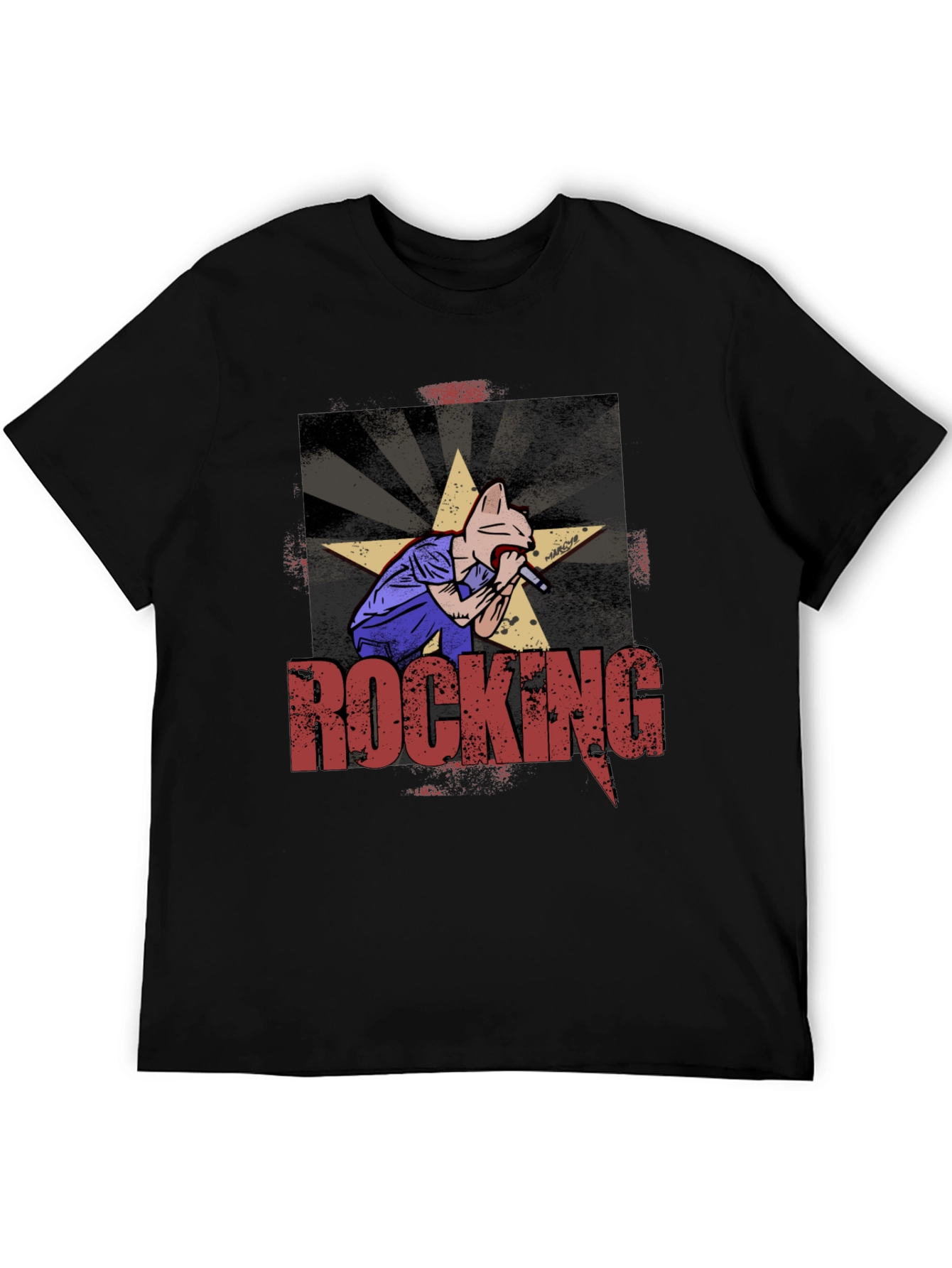 Rocking Cat Graphic Print T-Shirt