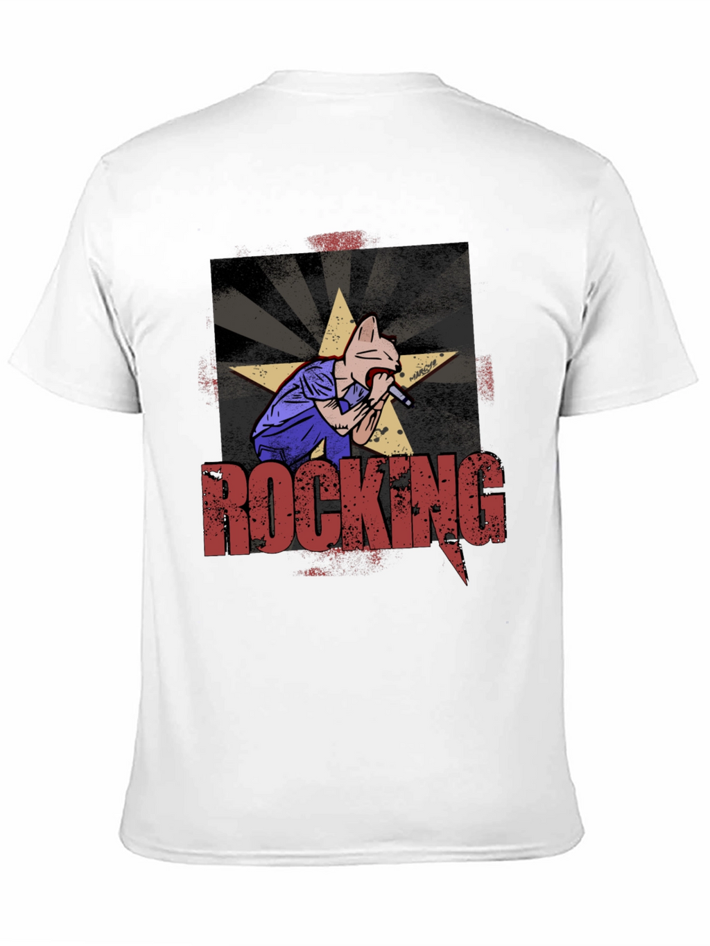 Rocking Cat Graphic Print T-Shirt