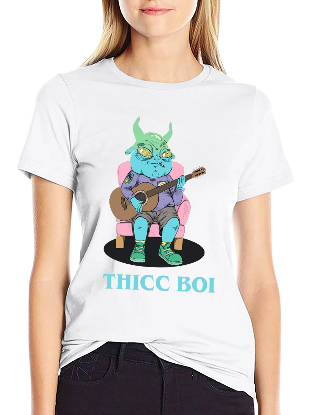 Thicc Boi Alien Guitarist Graphic Tee