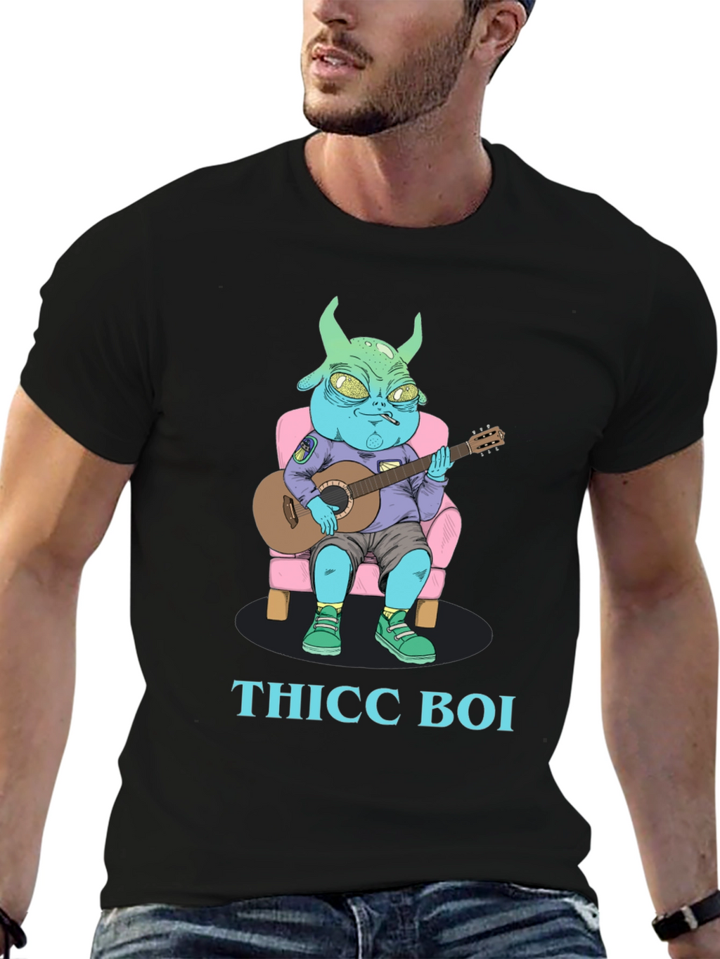 Thicc Boi Alien Guitarist Graphic Tee