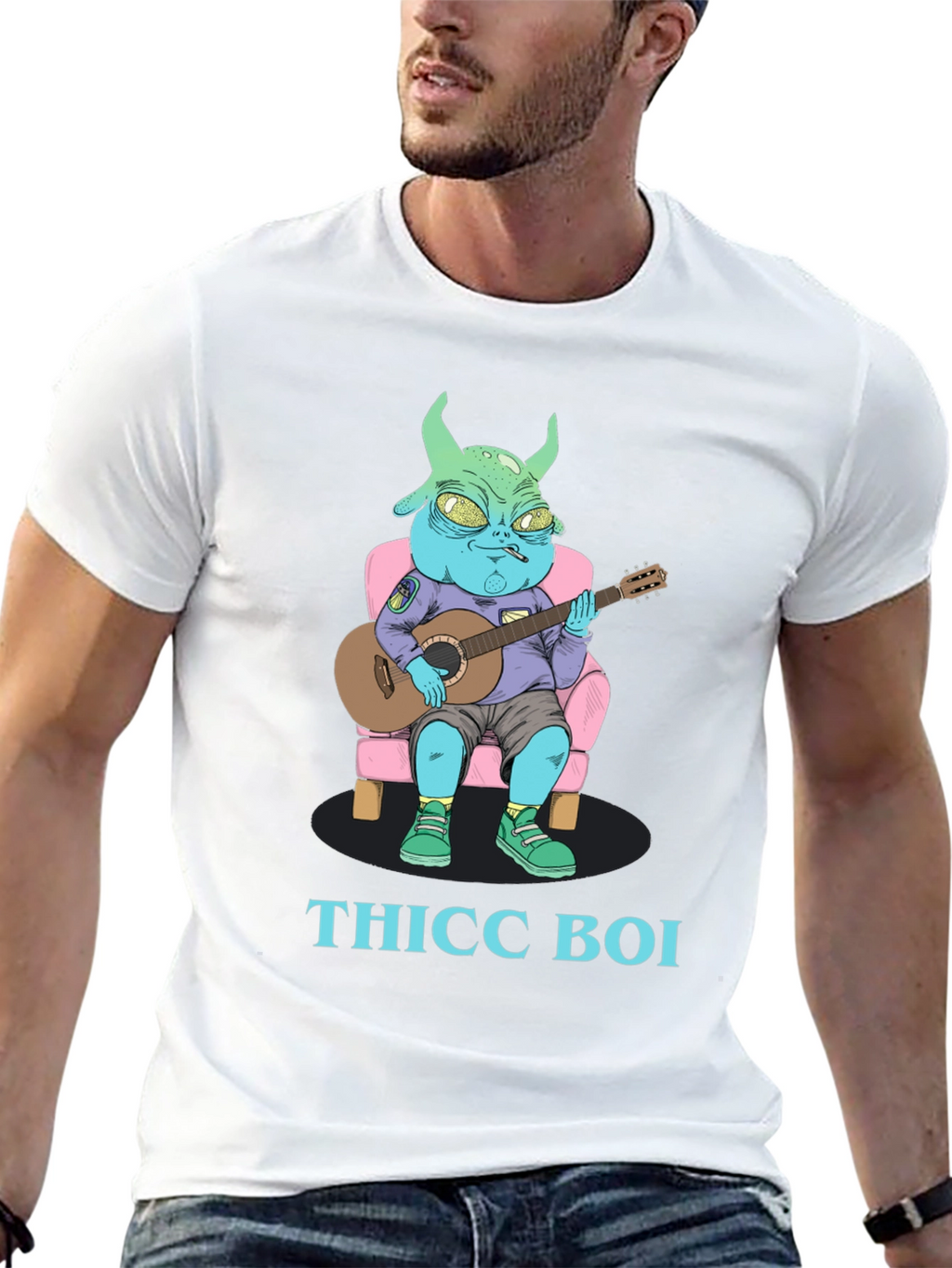 Thicc Boi Alien Guitarist Graphic Tee