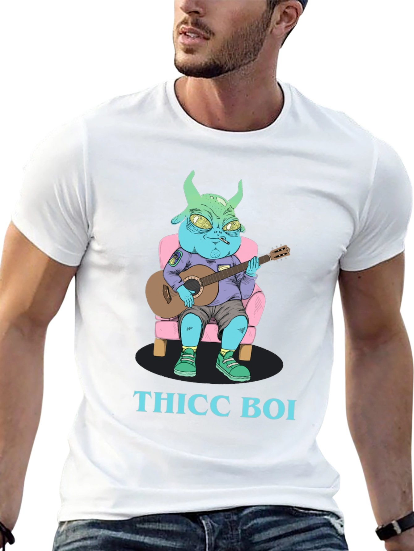 Thicc Boi Alien Guitarist Graphic Tee