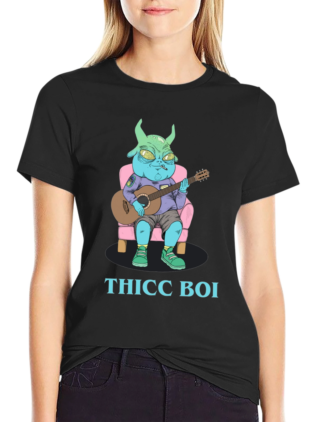 Thicc Boi Alien Guitarist Graphic Tee