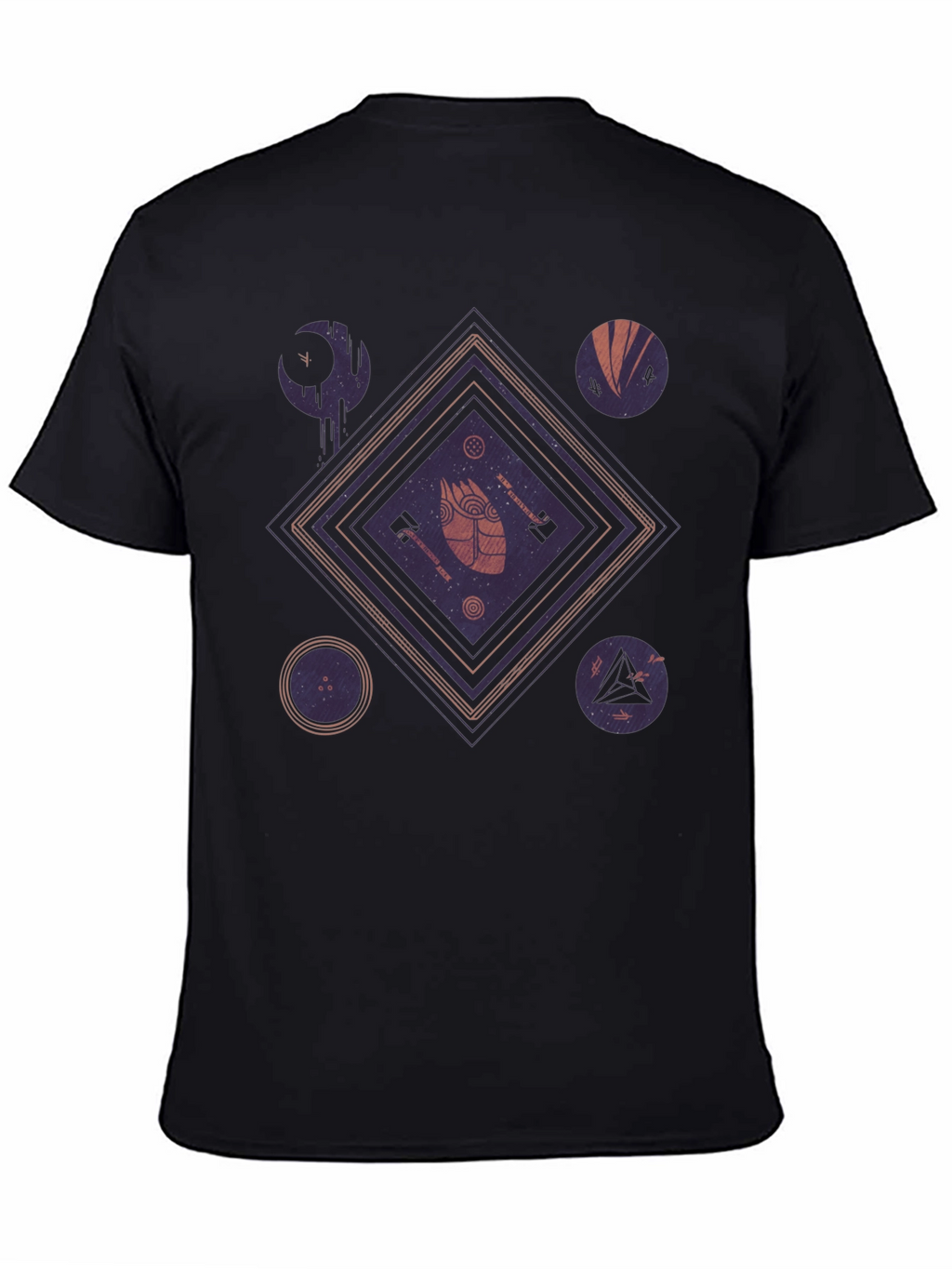 Geometric Graphic Print Black T-Shirt