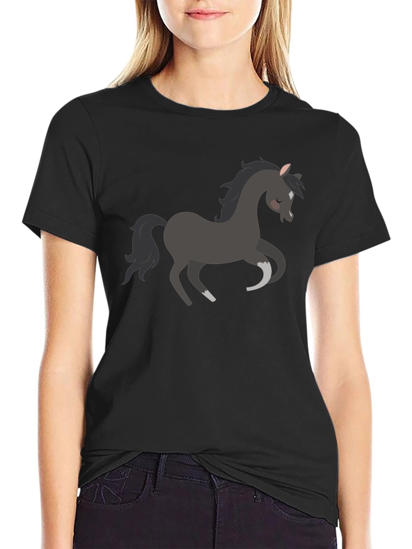 Black Horse Graphic Tee - Mens Casual Shirt
