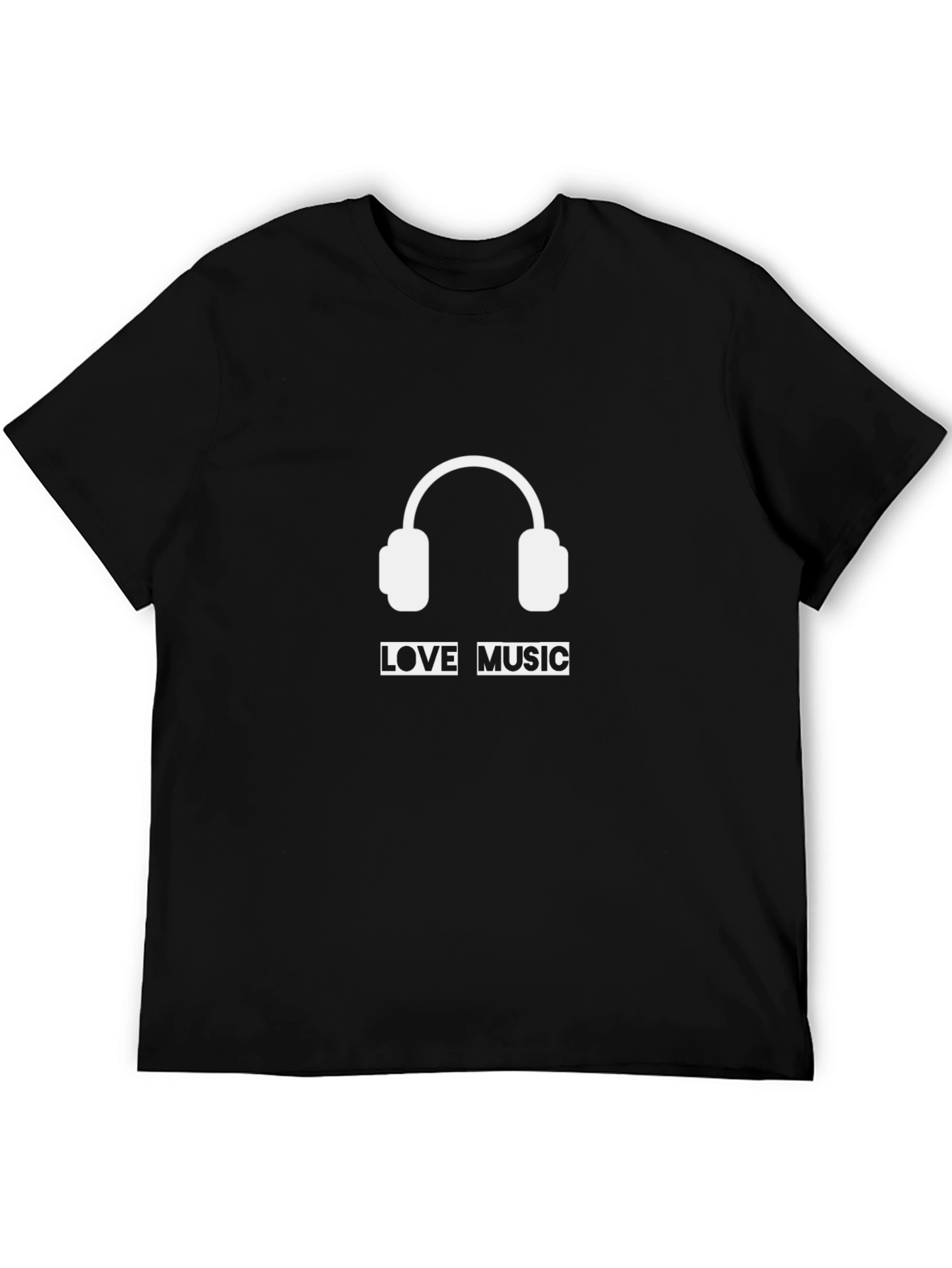 Love Music Black T-Shirt with Headphone Design
