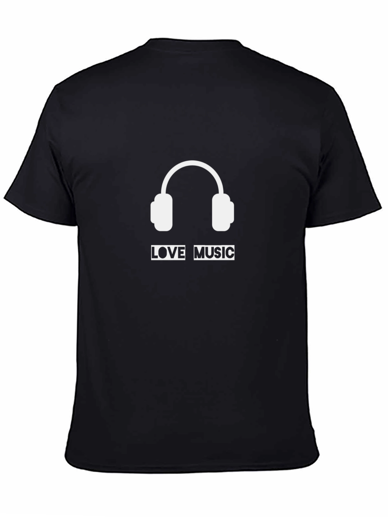 Love Music Black T-Shirt with Headphone Design