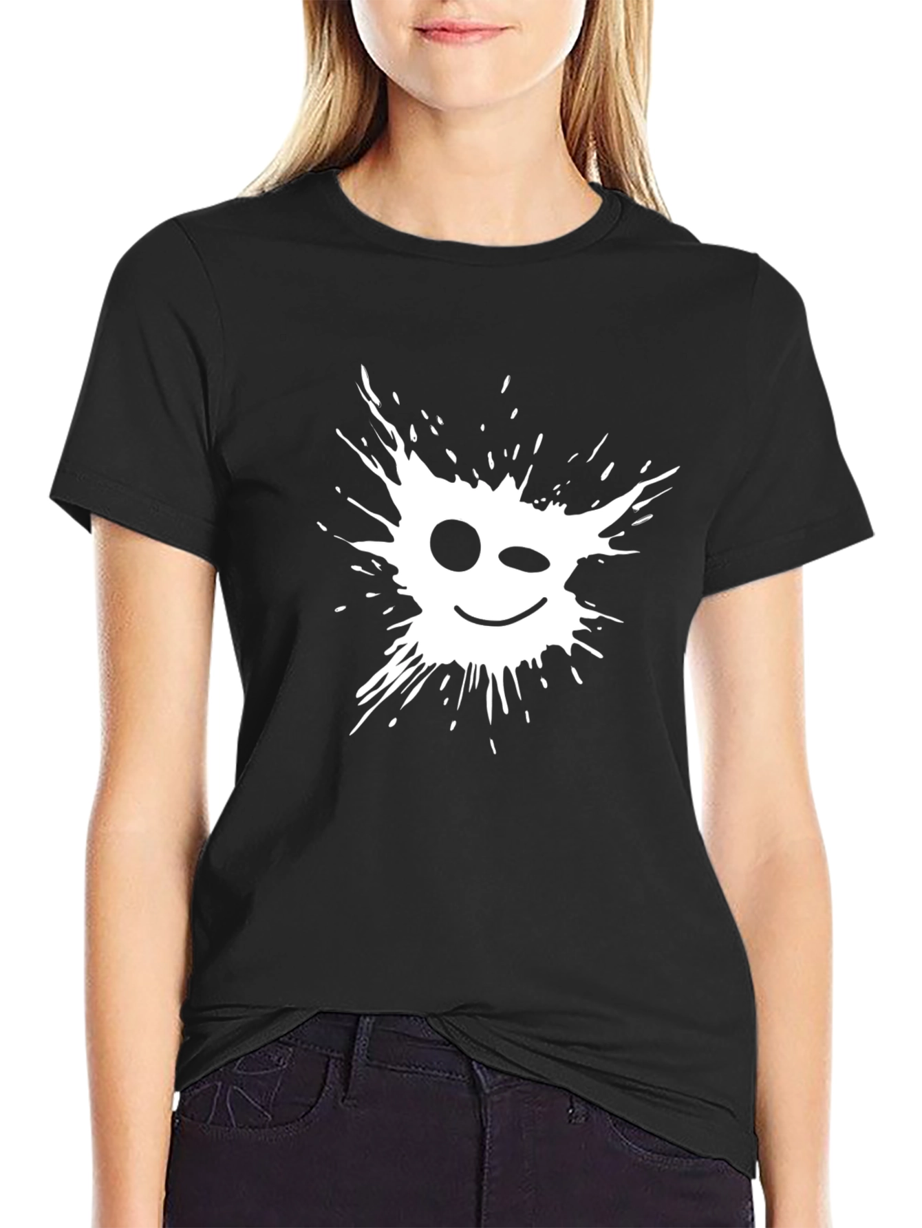 Winking Splatter Graphic Tee - Mens Black T-Shirt