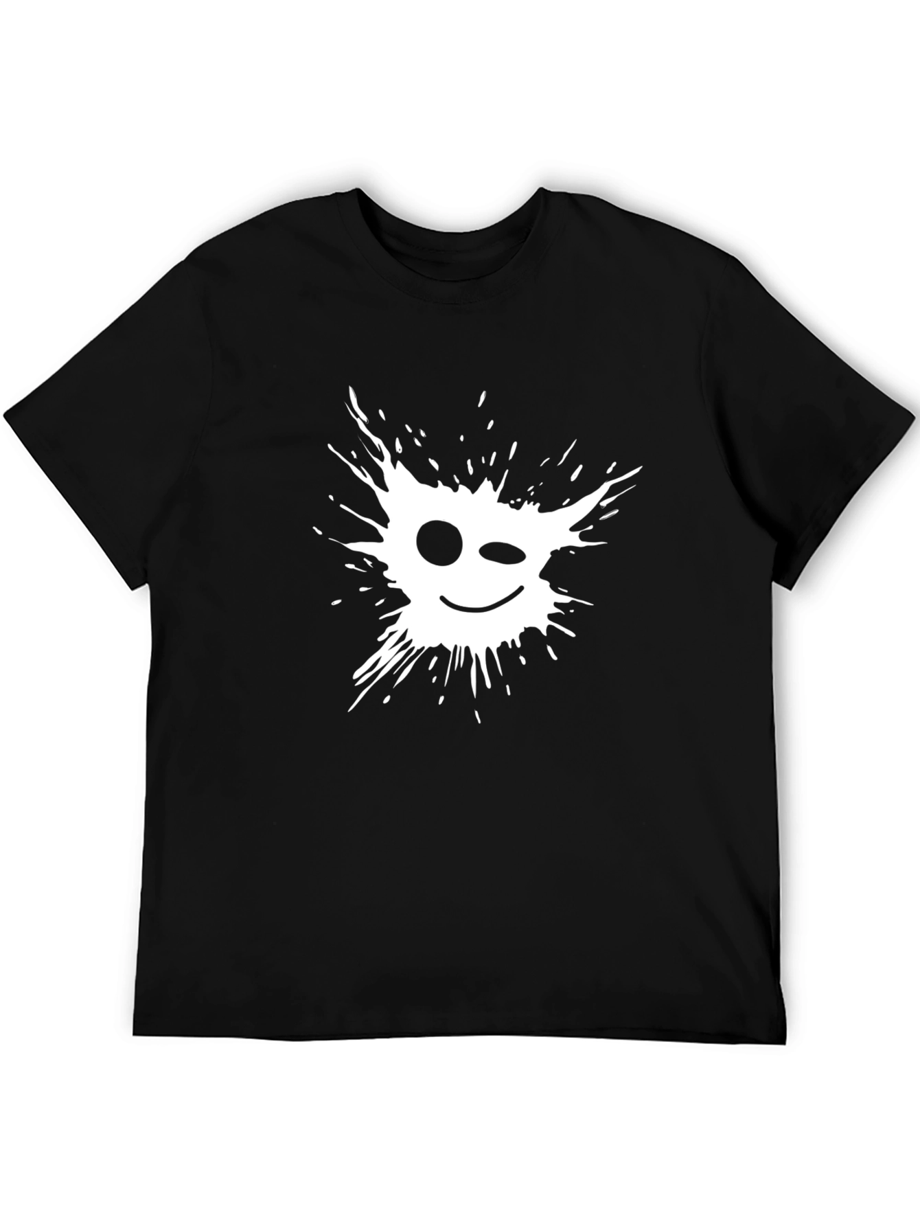 Winking Splatter Graphic Tee - Mens Black T-Shirt