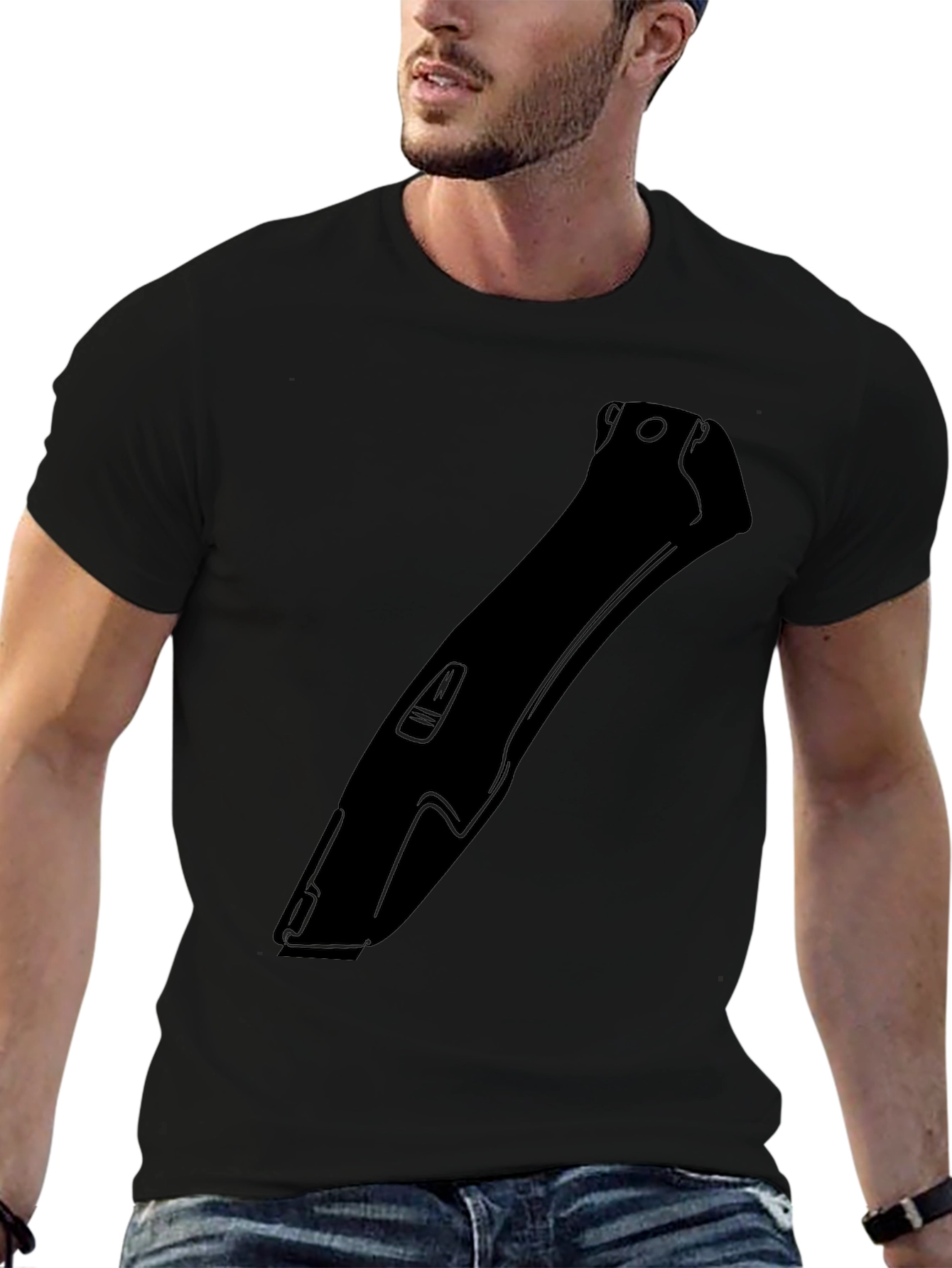 Mens Black Hair Clipper Graphic T-Shirt