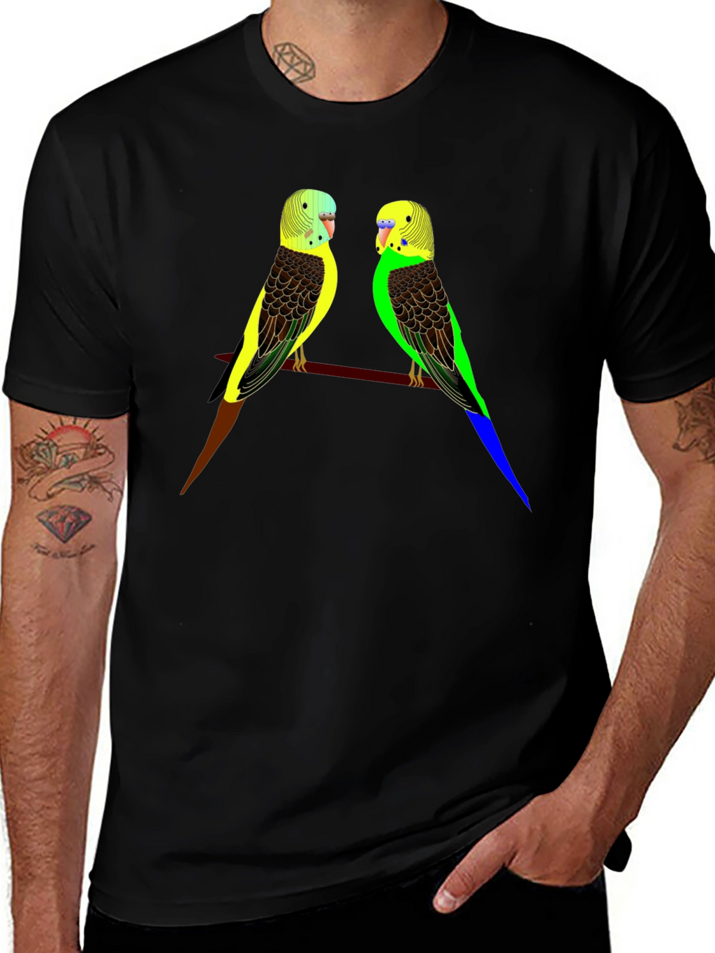 Parakeet Bird Graphic Tee - Stylish Comfort