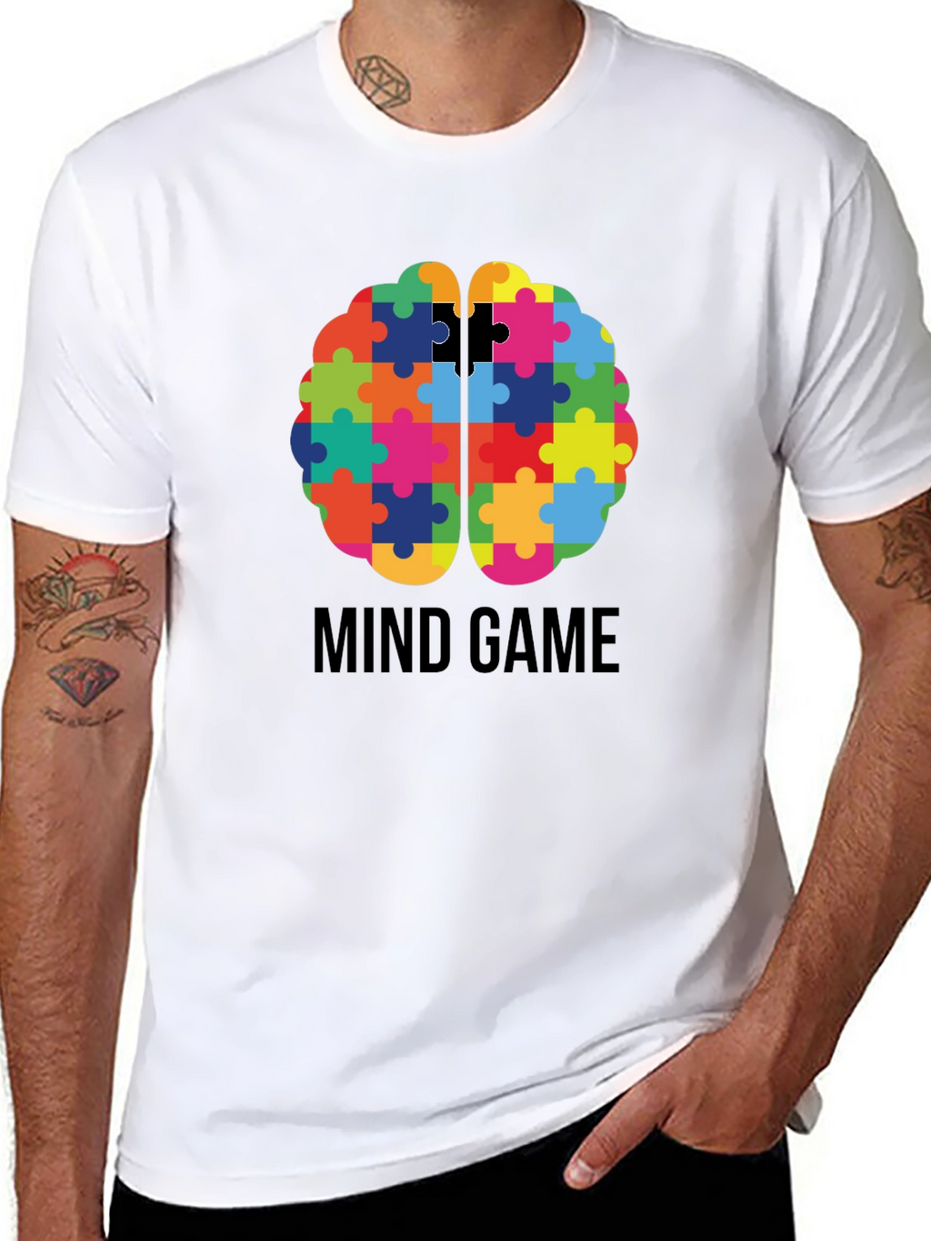Mind Game Puzzle Brain Graphic T-Shirt