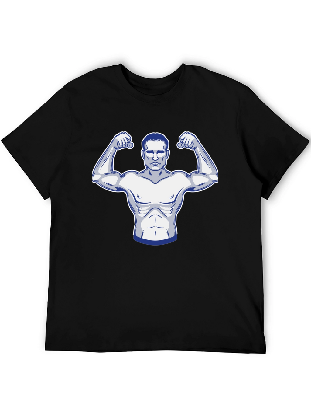 Muscle Man Graphic Print Black T-Shirt