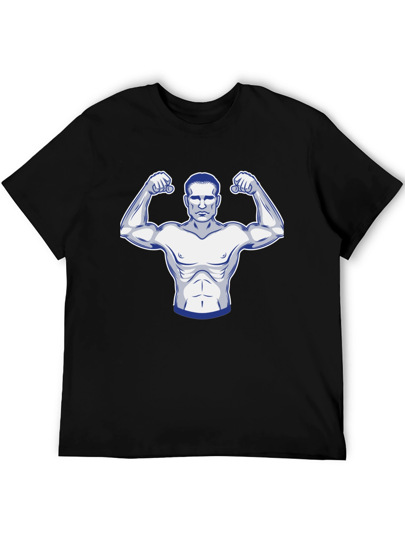 Muscle Man Graphic Print Black T-Shirt