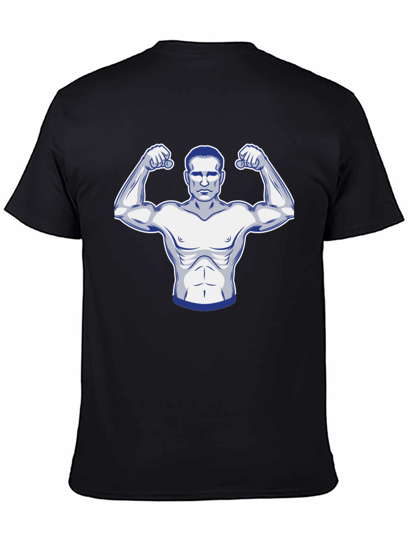 Muscle Man Graphic Print Black T-Shirt