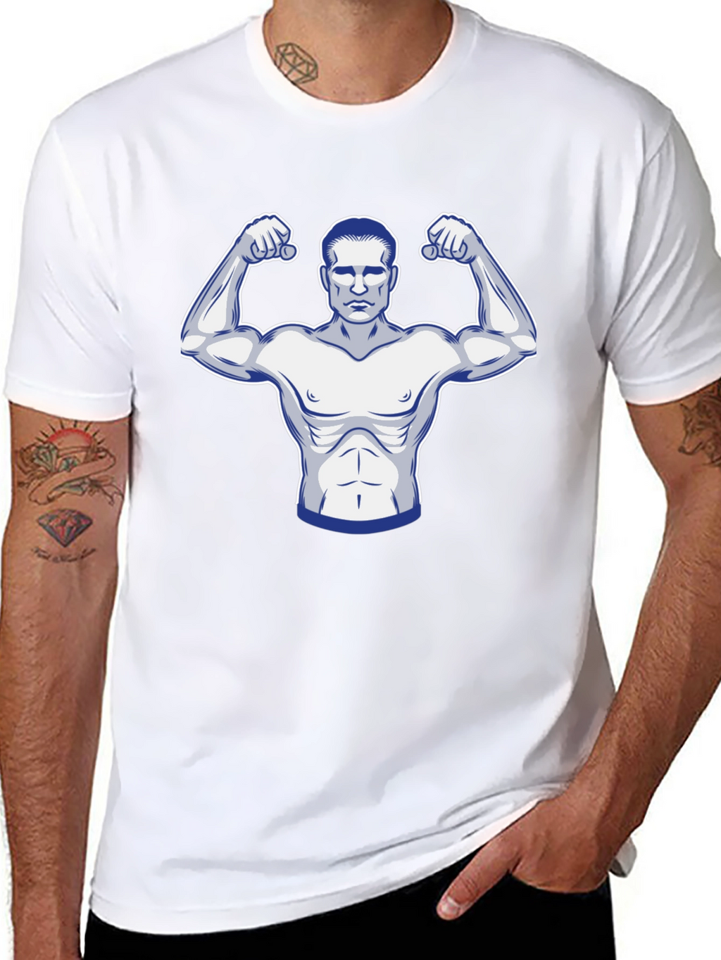 Muscle Man Graphic Print Black T-Shirt