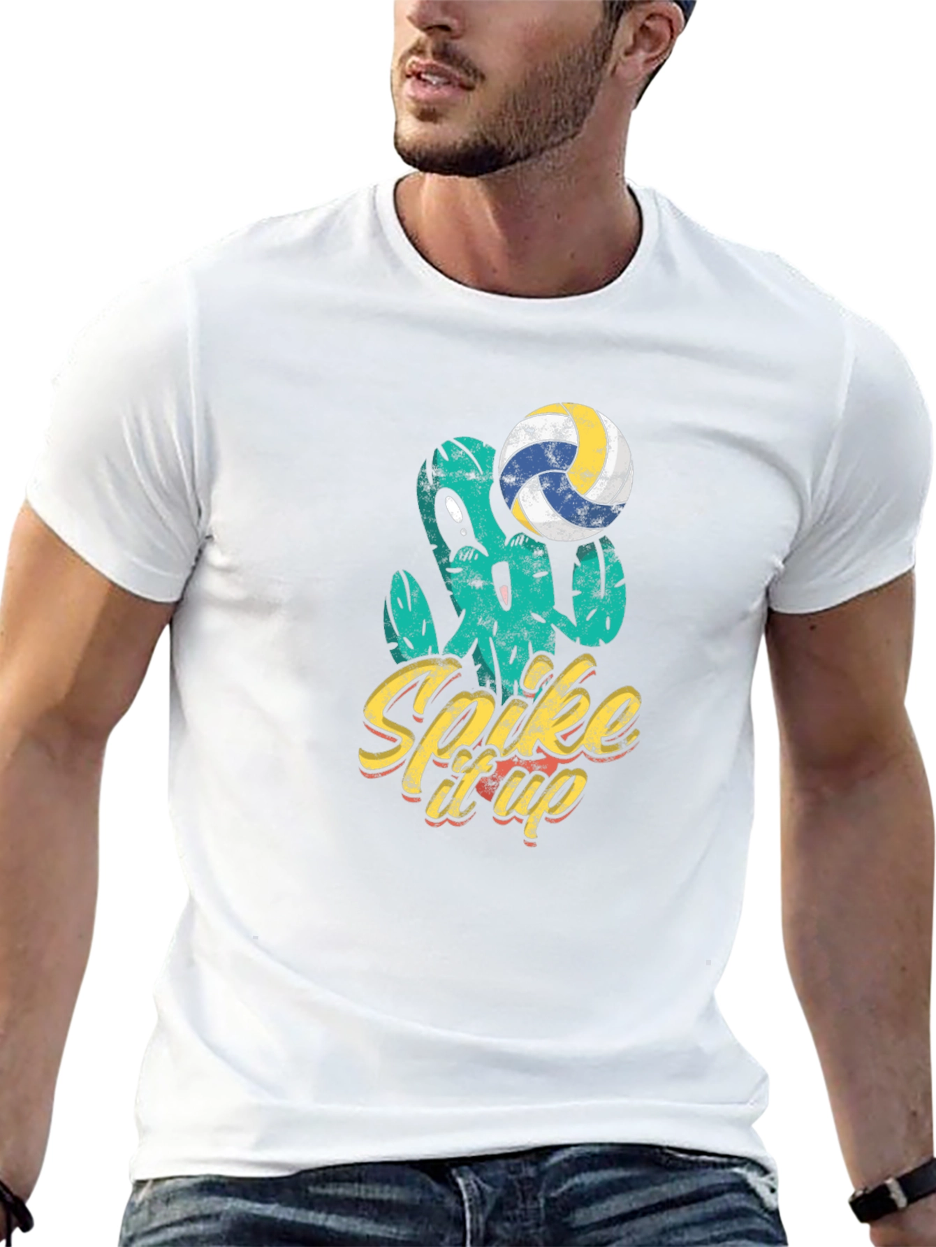 Spike It Up Volleyball Cactus Graphic Tee