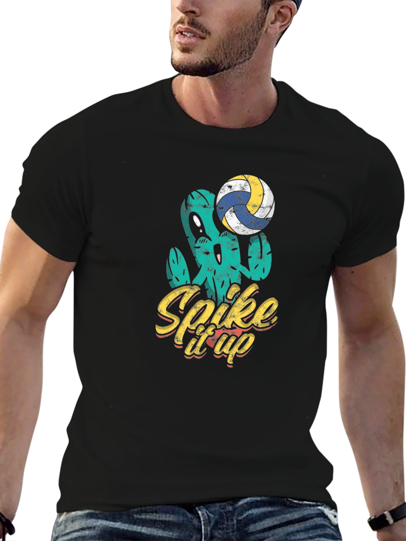 Spike It Up Volleyball Cactus Graphic Tee