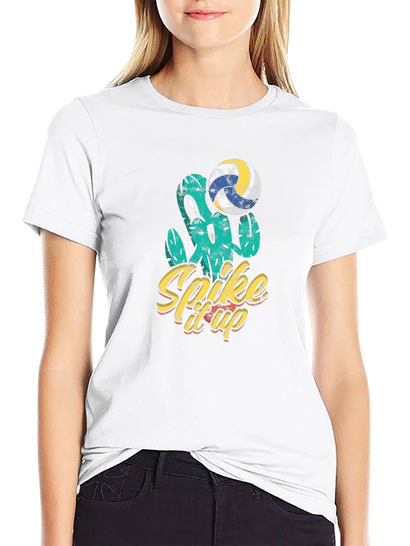 Spike It Up Volleyball Cactus Graphic Tee