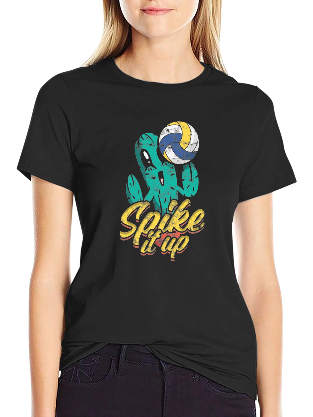 Spike It Up Volleyball Cactus Graphic Tee