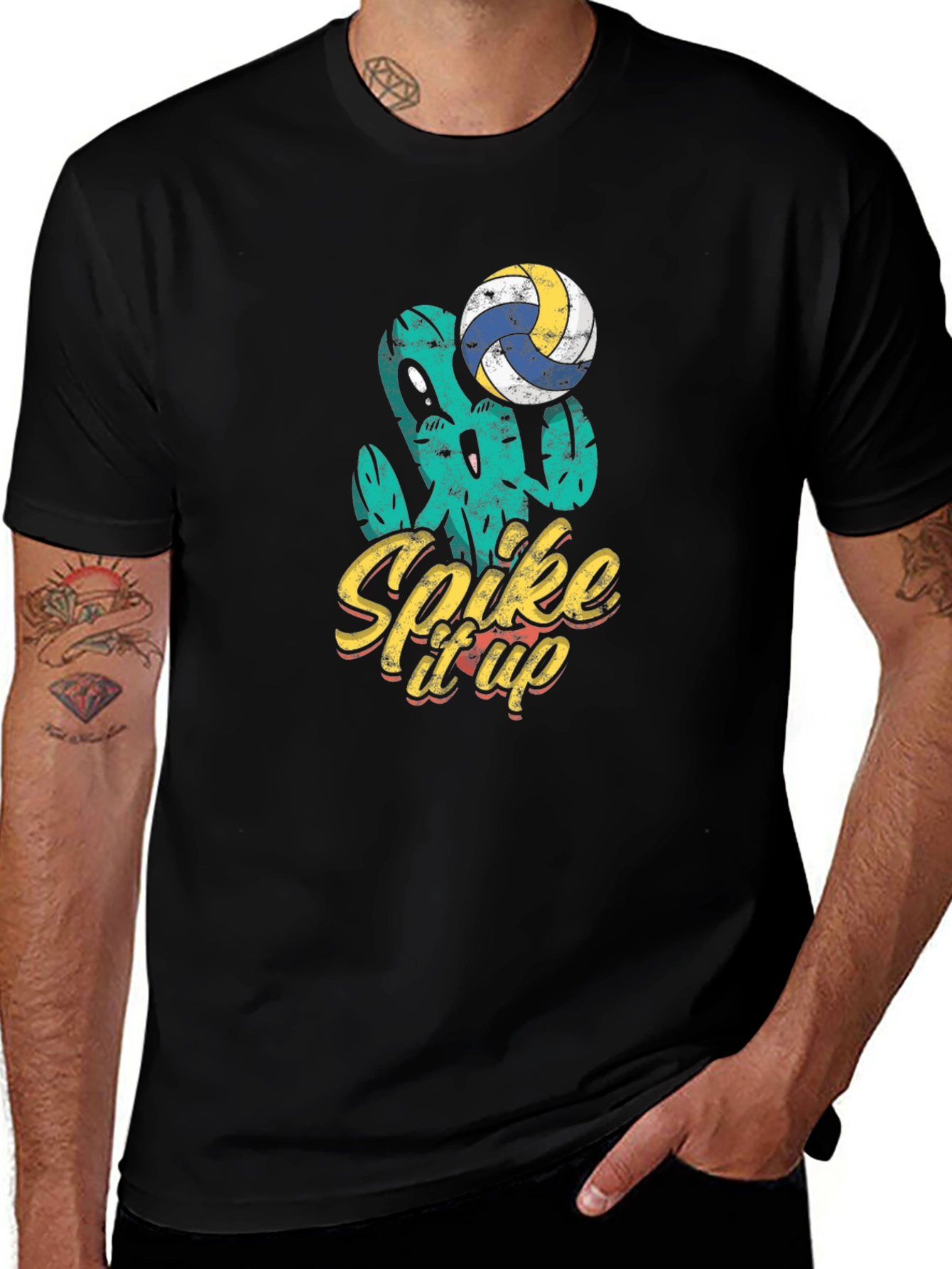 Spike It Up Volleyball Cactus Graphic Tee