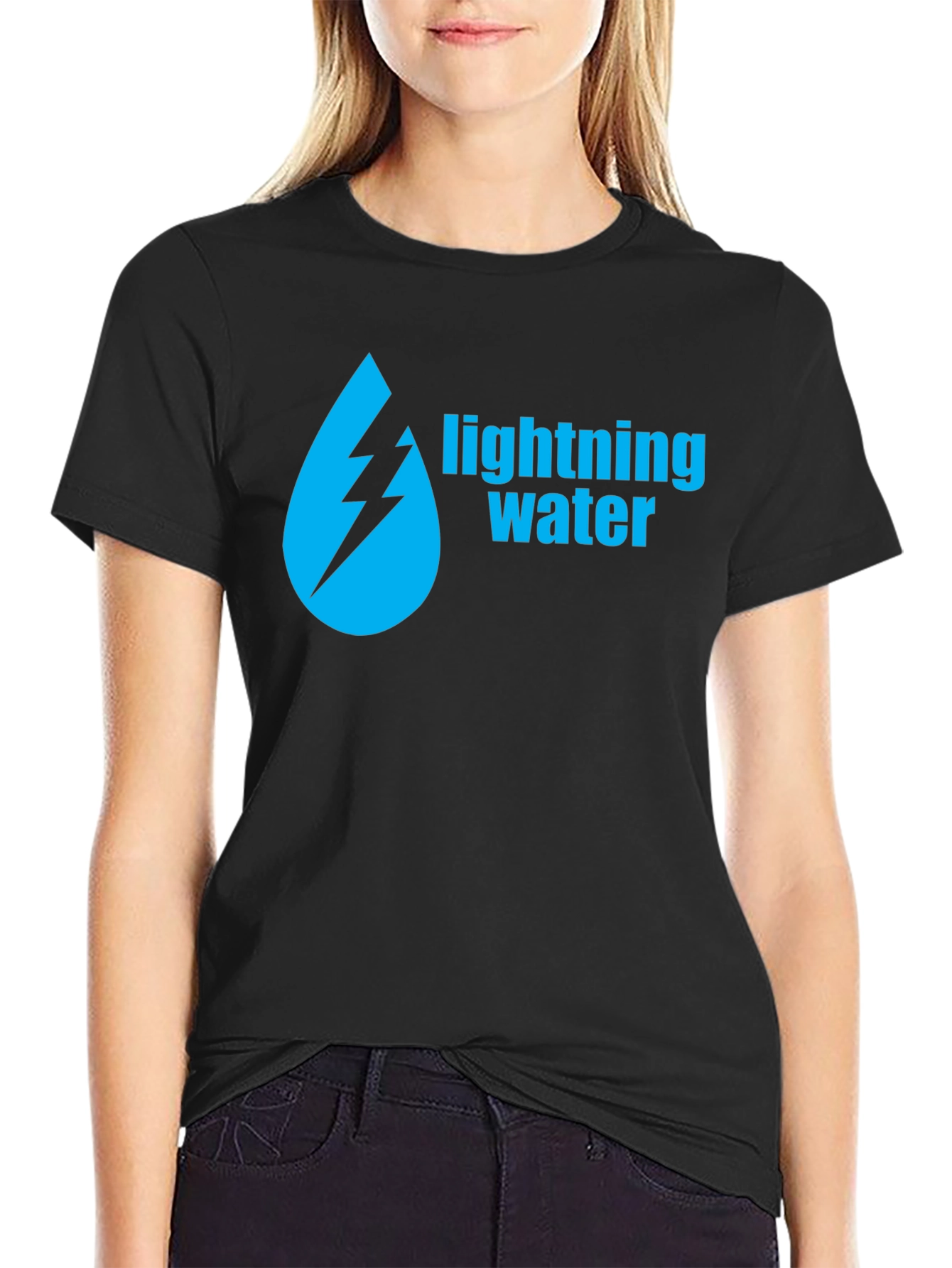 Lightning Water Graphic Black T-Shirt