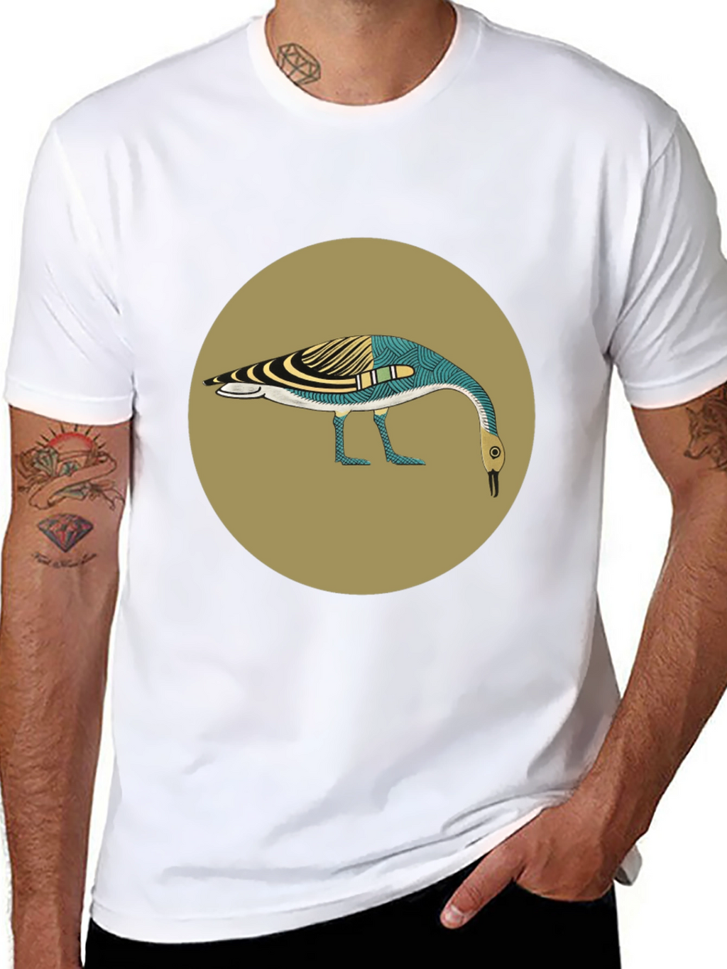 Abstract Goose Graphic Tee - Black