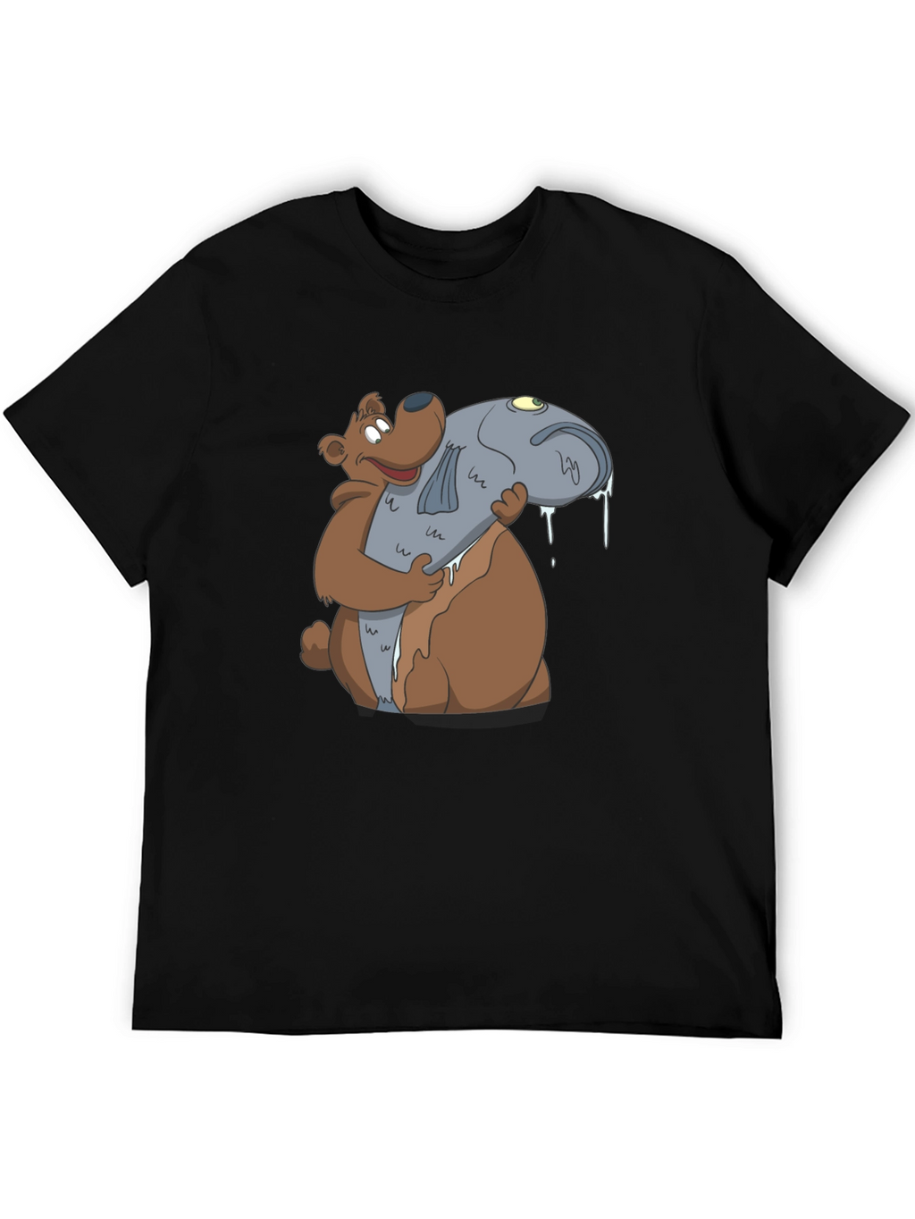 Bear Hugging Fish Graphic T-Shirt
