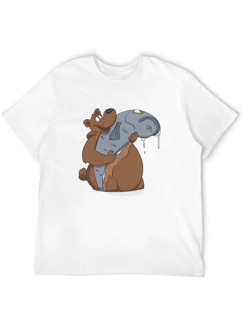 Bear Hugging Fish Graphic T-Shirt