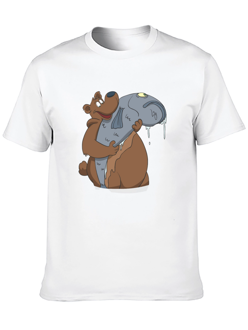 Bear Hugging Fish Graphic T-Shirt