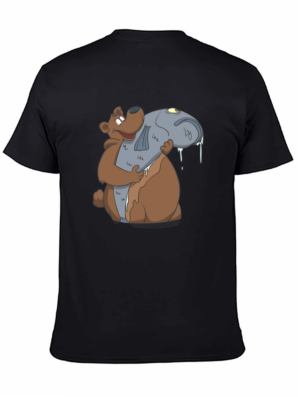 Bear Hugging Fish Graphic T-Shirt