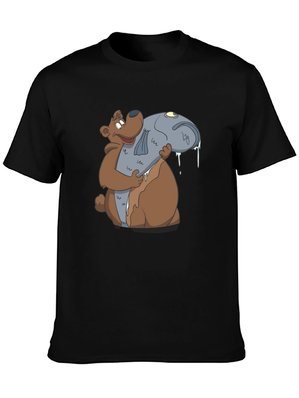 Bear Hugging Fish Graphic T-Shirt