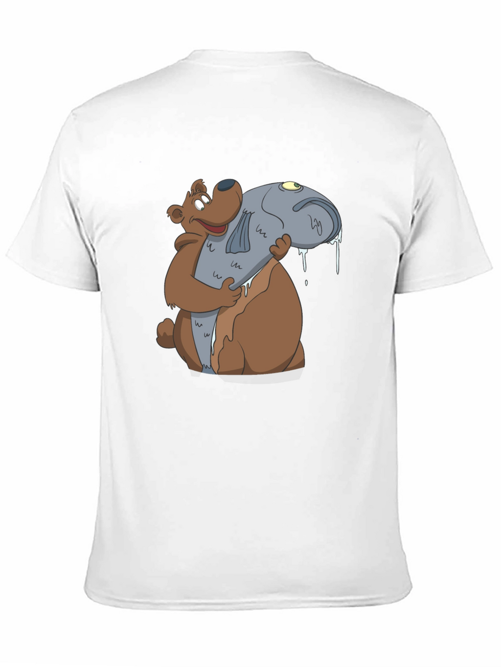 Bear Hugging Fish Graphic T-Shirt