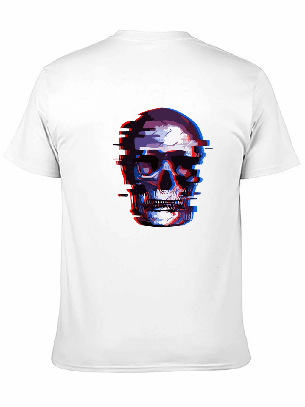 Glitch Skull Graphic Tee - Black Cotton T-Shirt