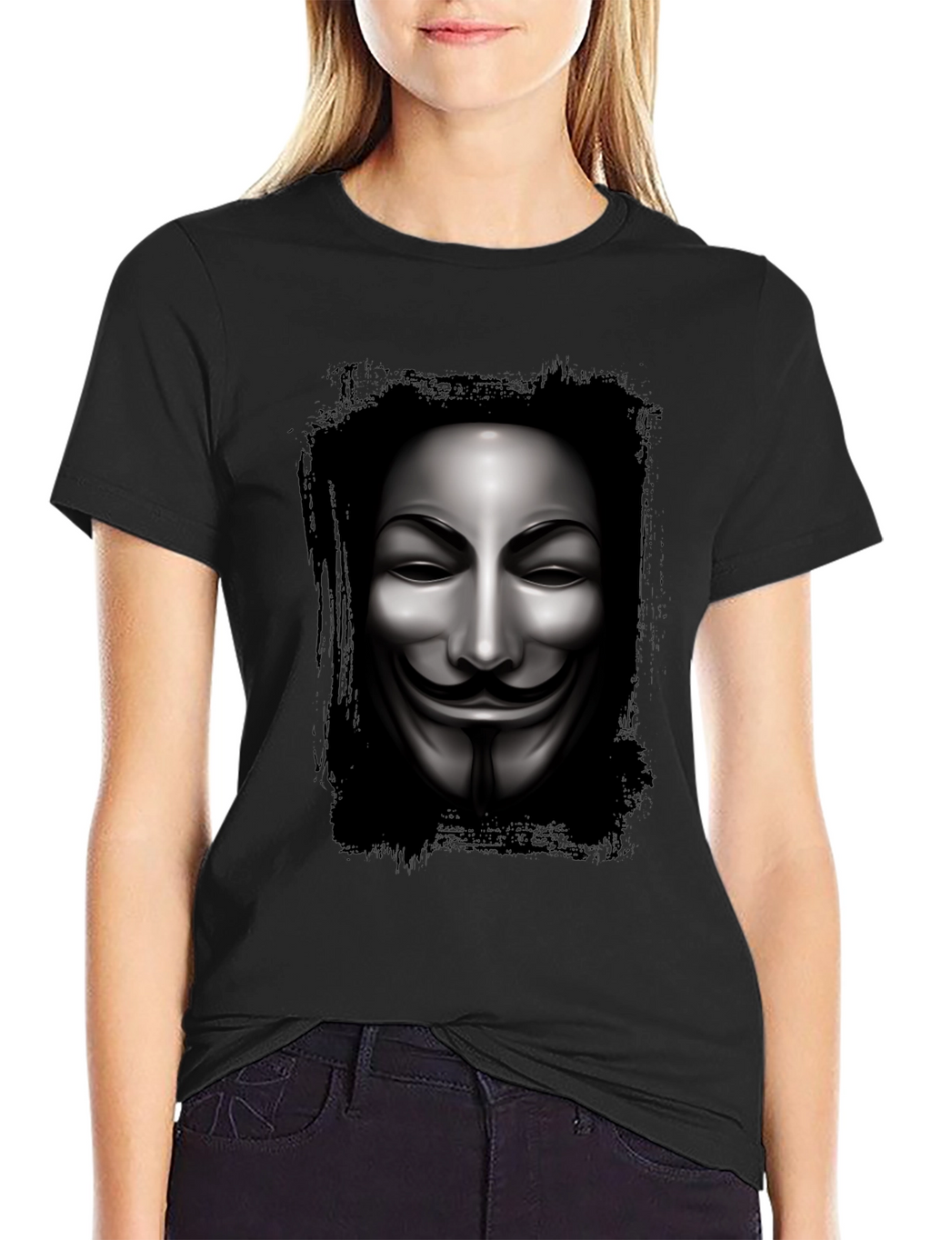 Anonymous Mask Graphic Black T-Shirt