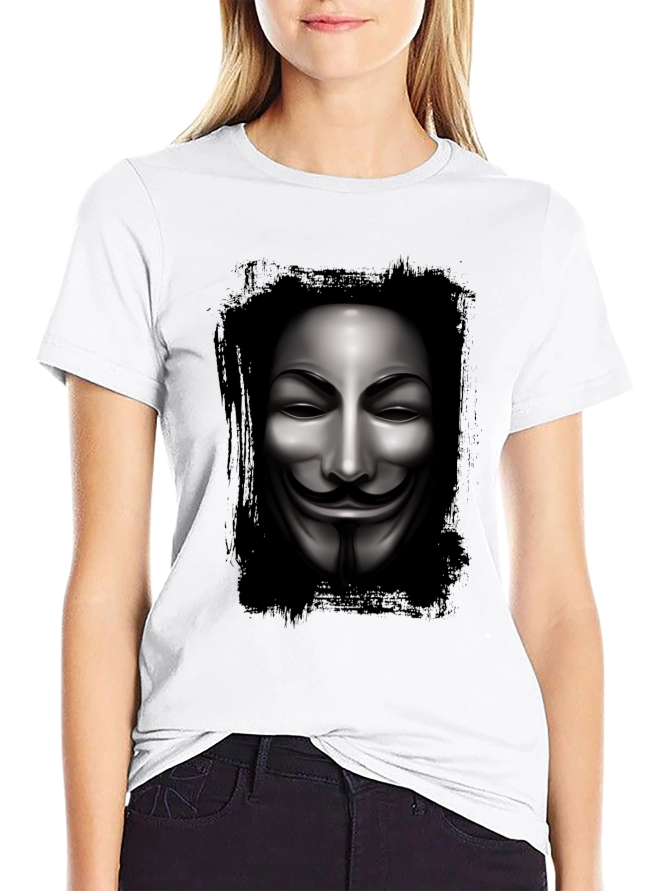 Anonymous Mask Graphic Black T-Shirt
