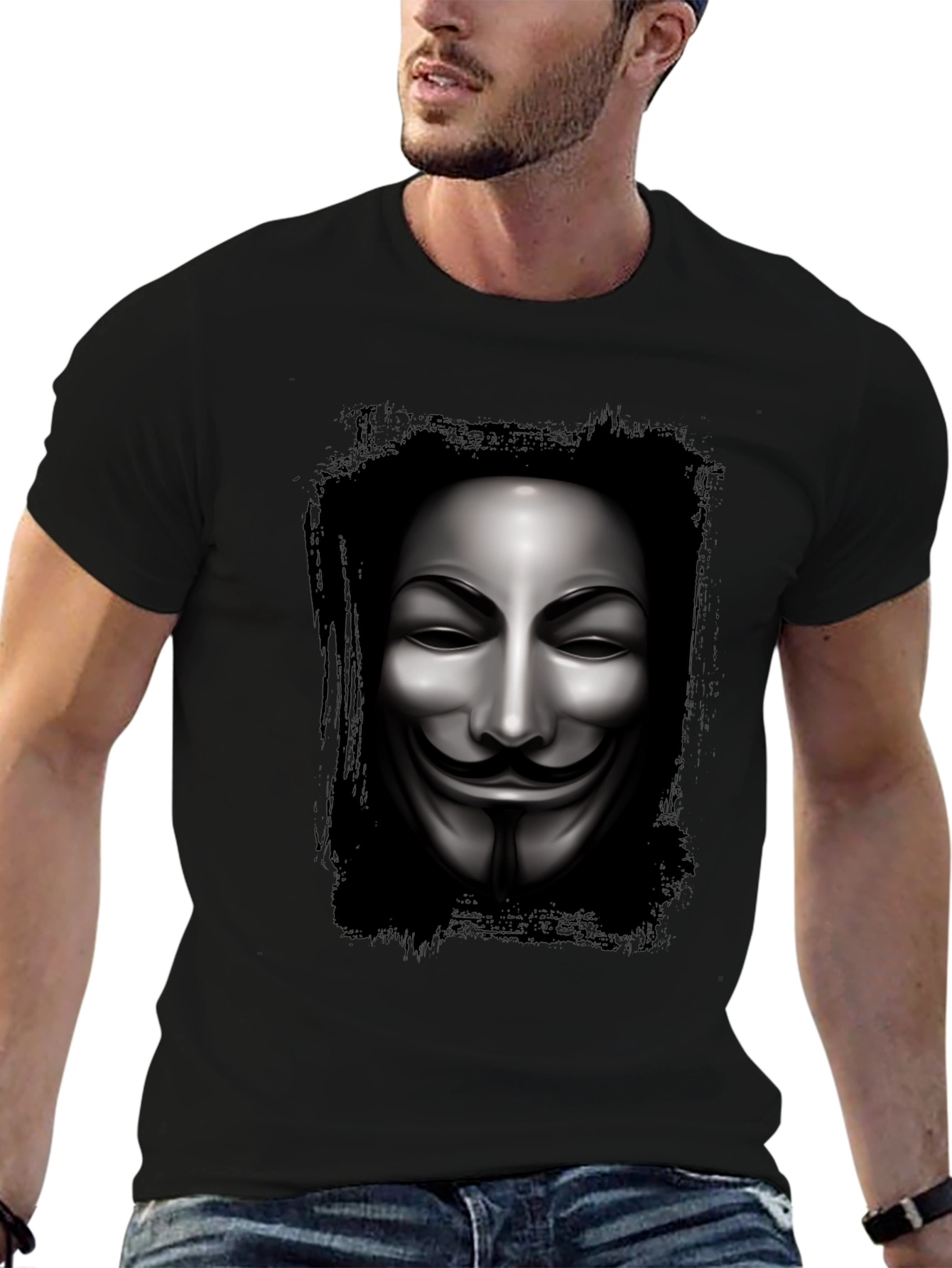 Anonymous Mask Graphic Black T-Shirt
