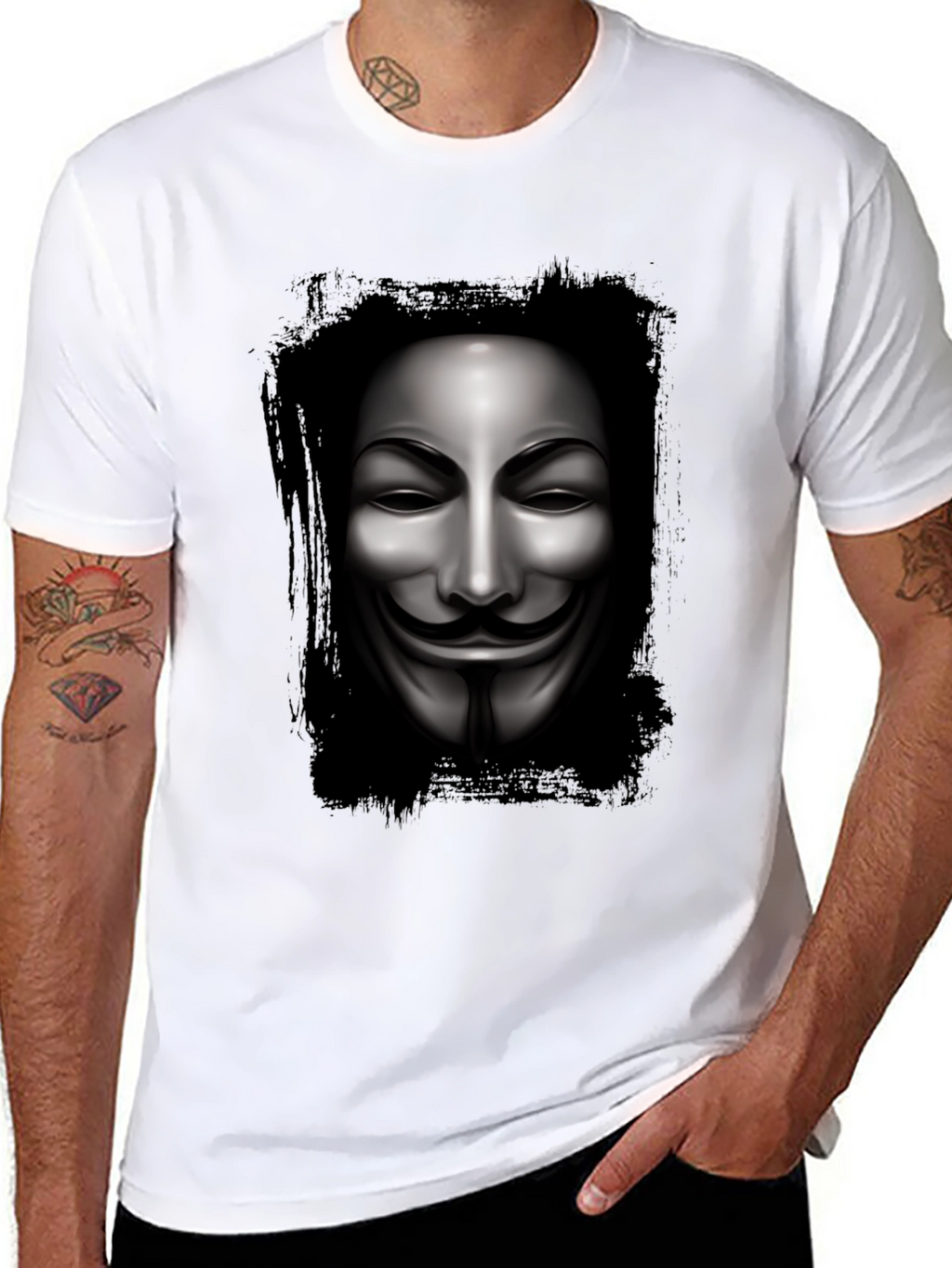 Anonymous Mask Graphic Black T-Shirt