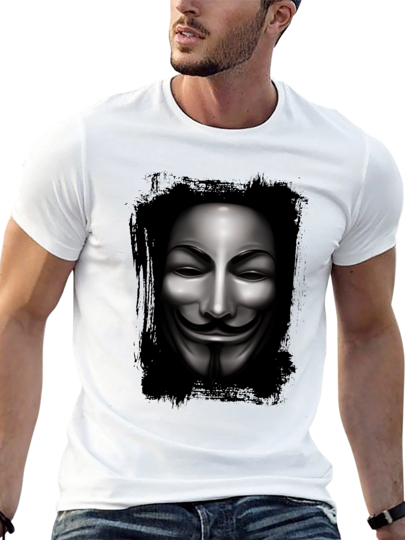 Anonymous Mask Graphic Black T-Shirt