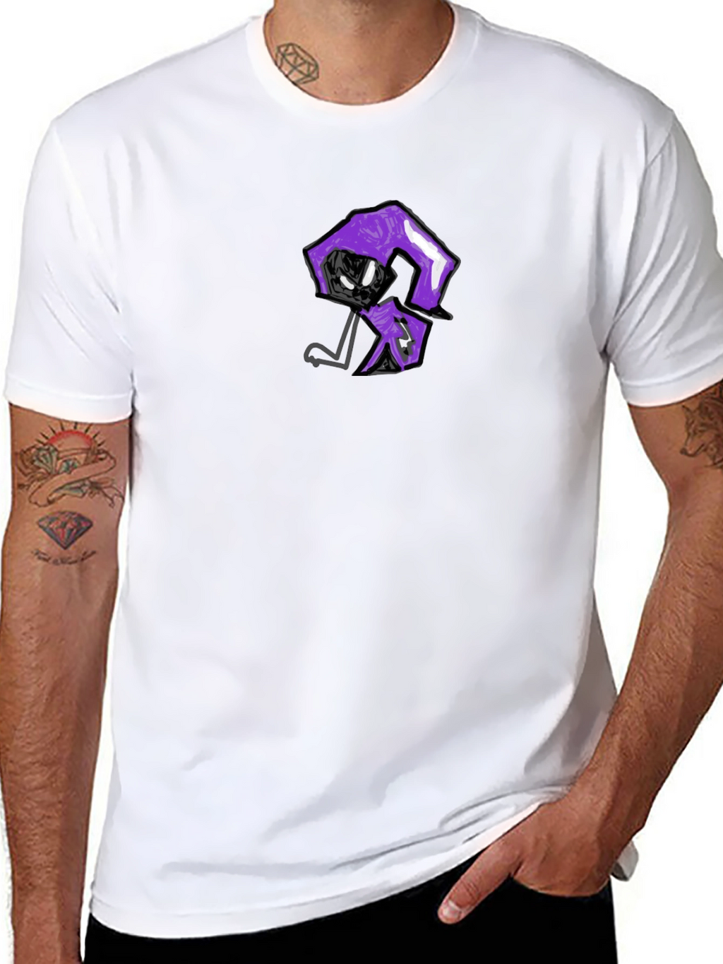 Mens Black T-Shirt with Unique Graphic Print