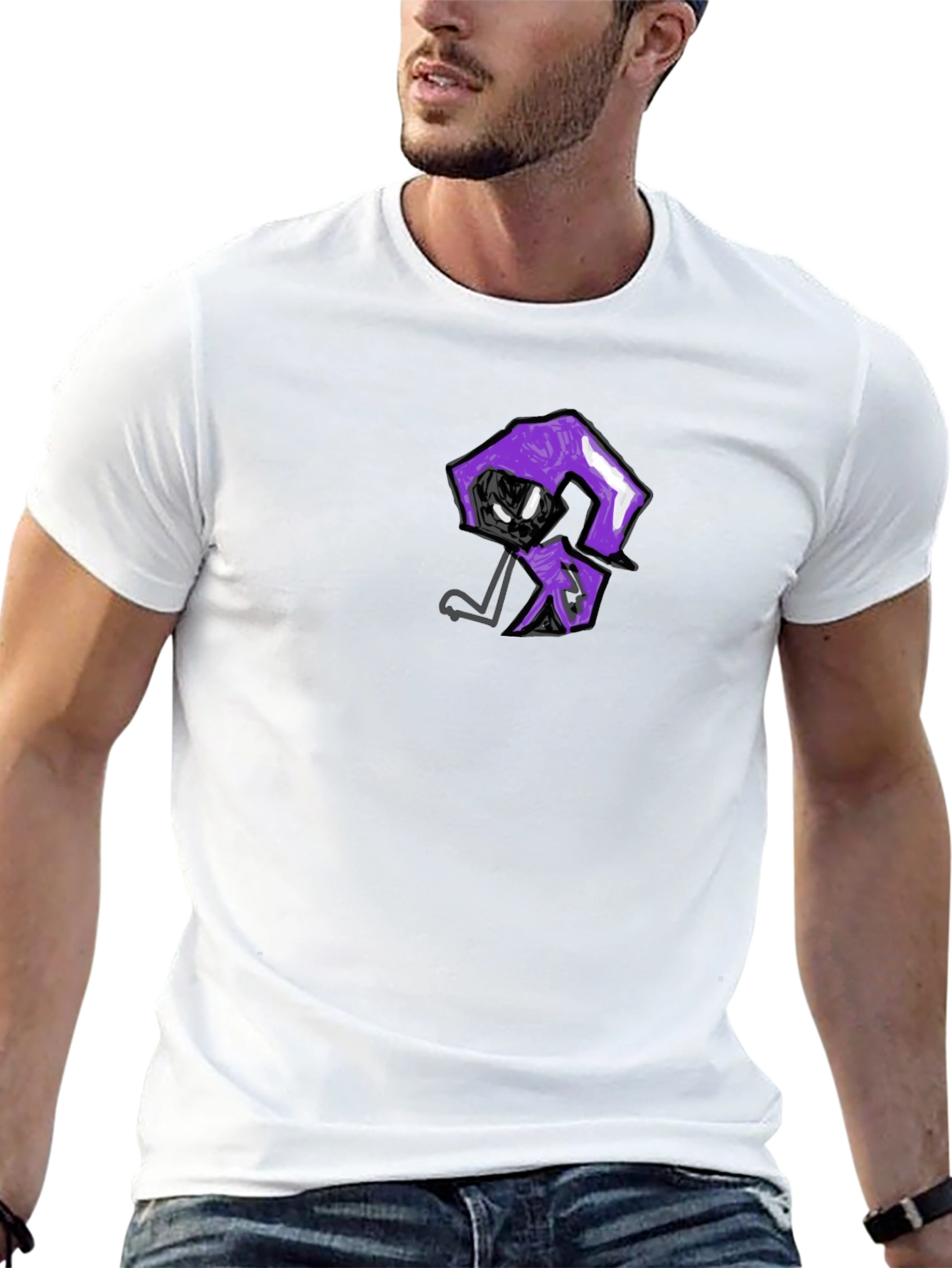 Mens Black T-Shirt with Unique Graphic Print