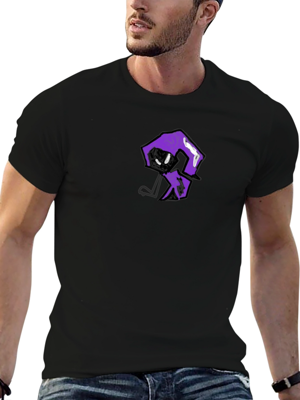 Mens Black T-Shirt with Unique Graphic Print