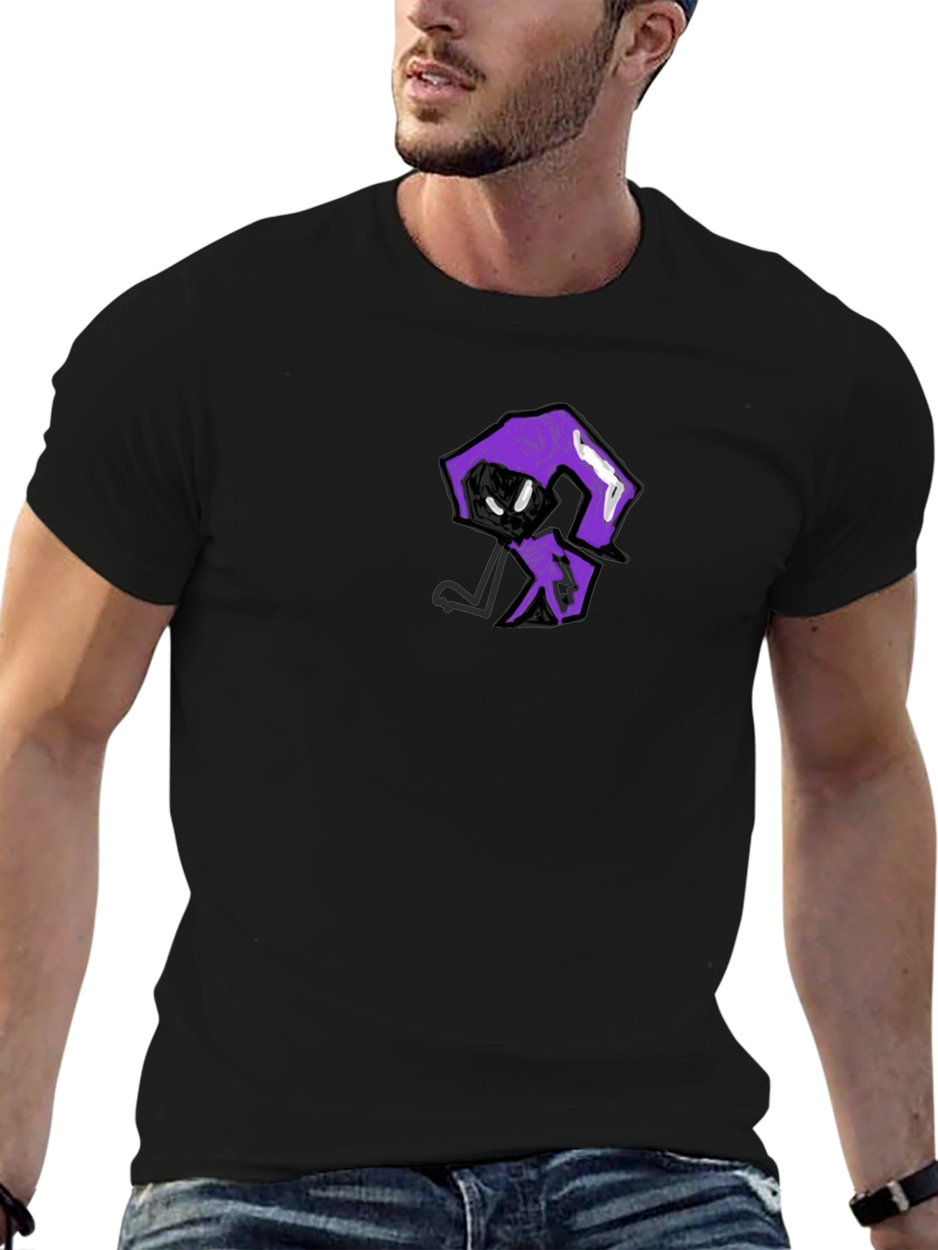 Mens Black T-Shirt with Unique Graphic Print