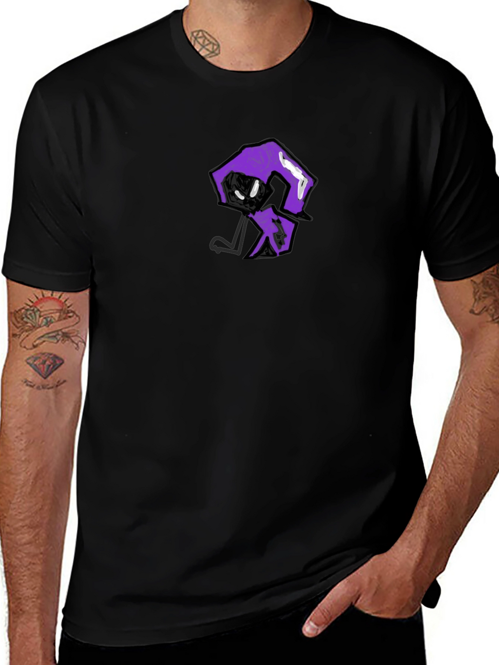 Mens Black T-Shirt with Unique Graphic Print