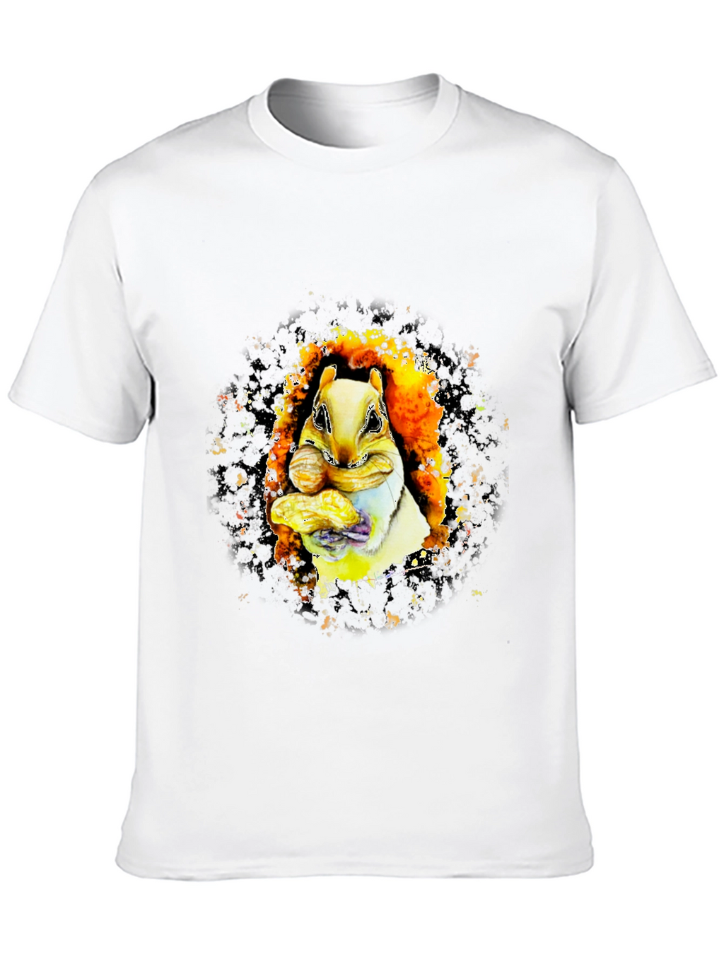 Squirrel Eating Peanuts Graphic T-Shirt - Black