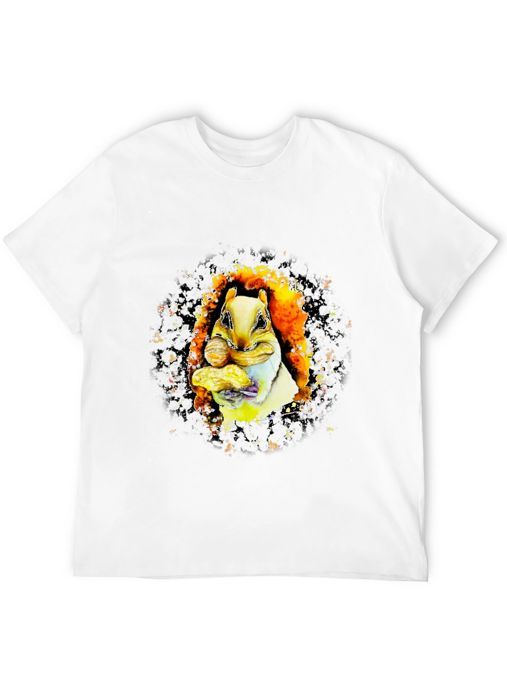 Squirrel Eating Peanuts Graphic T-Shirt - Black