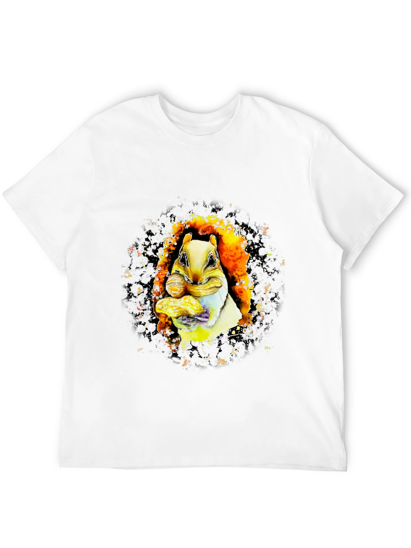 Squirrel Eating Peanuts Graphic T-Shirt - Black