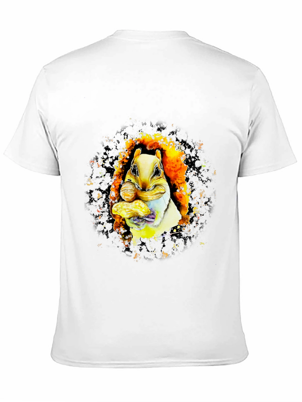 Squirrel Eating Peanuts Graphic T-Shirt - Black